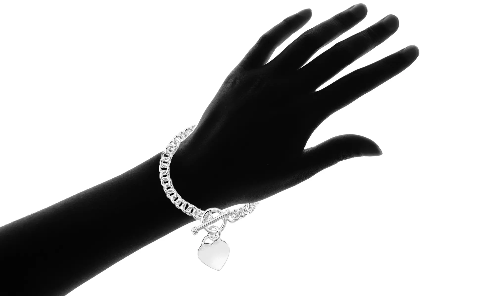 Heart Charm Bracelet in Sterling Silver or 18K Gold Plating by Verona - Second Medium