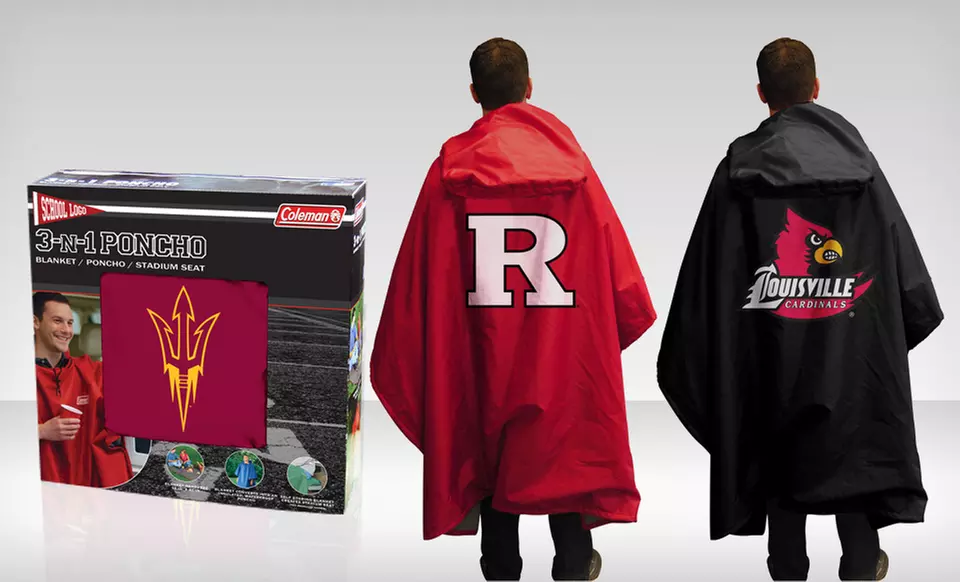 $19.99 for an NCAA 3-in-1 Poncho, Blanket & Stadium Seat ($39.95 List Price). Multiple Teams. Free Shipping & Returns. - Primary Image