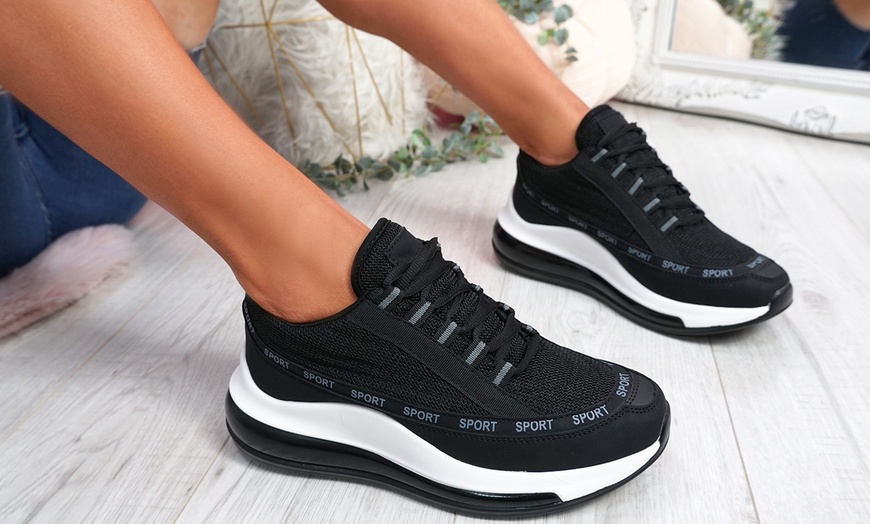 Image 2: Women's Lace-Up Sport Platform Trainers