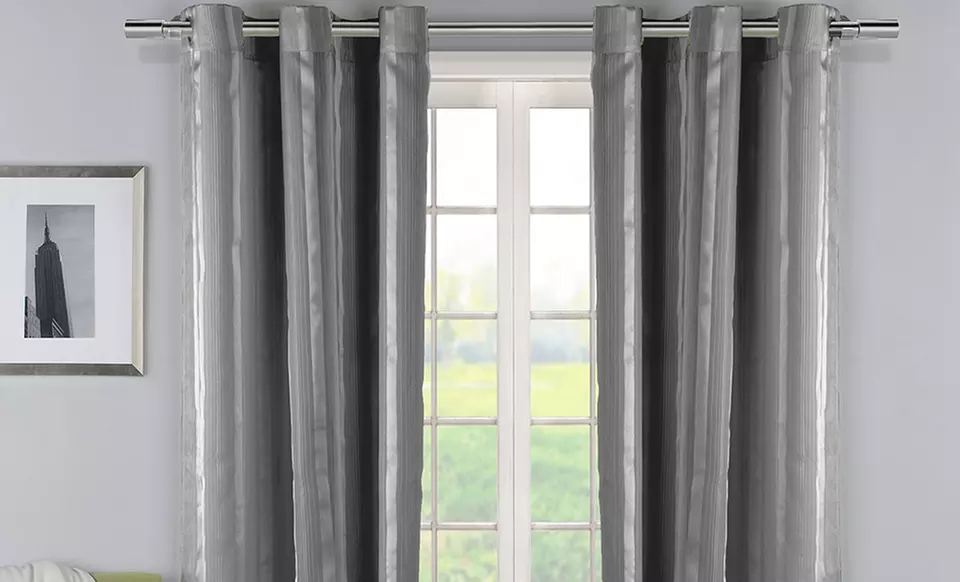 Pair of Sheer Satin-Stripe Wide Window Panels - Image 5
