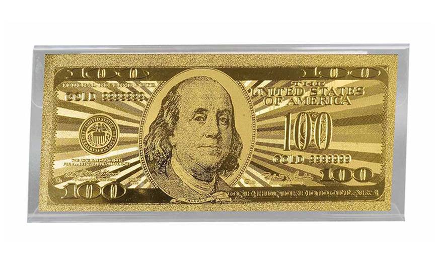 Image 10: 24K Gold Foil Currency with Frame