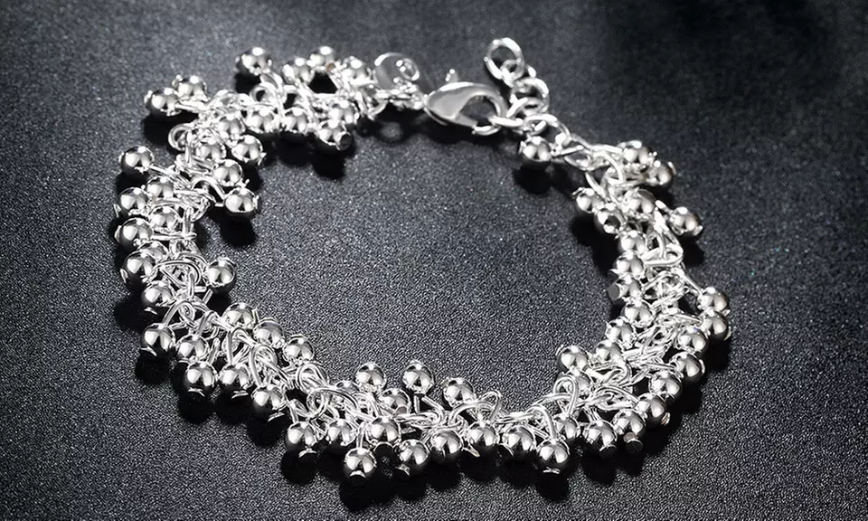 Dangle Bead Bracelet in Solid Sterling Silver - Primary Image