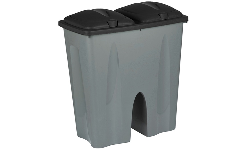 Image 13: Double Recycling Waste Bin 50L