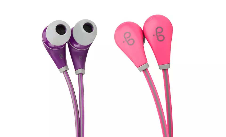 PureGear PureBoom Earbuds with In-Line Mic and Case in Pink or Purple.  - Primary Image