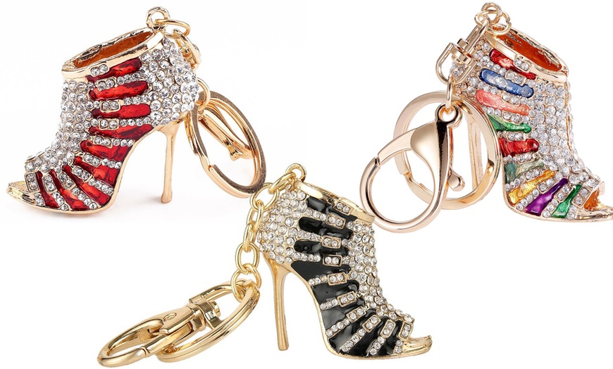 Image 14: High Heels Rhinestone Key Ring