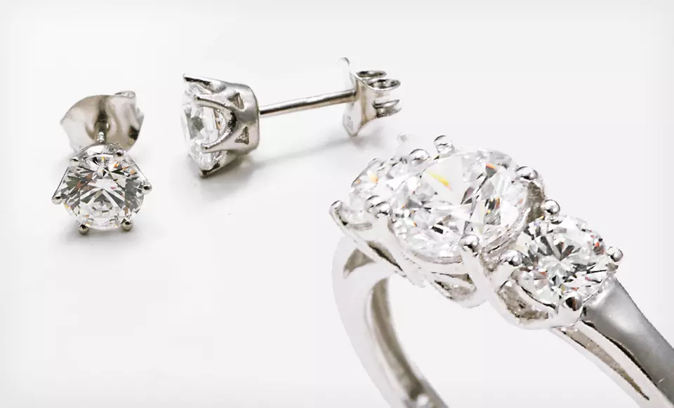$24.99 for a J Francis Trilogy Ring and Earring Set with Swarovski Elements ($150 List Price). Free Shipping & Returns. - Primary Image