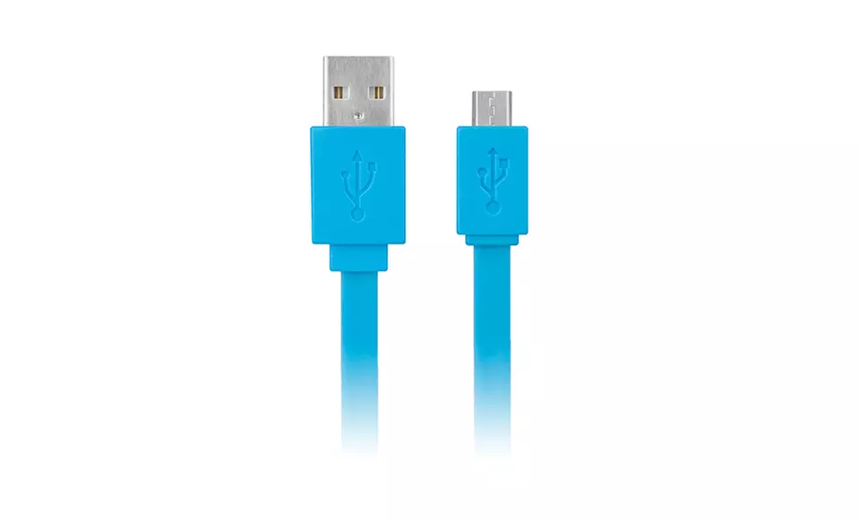 Merkury 4.5 Ft. Flat Micro USB Sync and Charge Cable in Black, Blue, Pink, Purple, or White. Free Returns.  - Second Medium