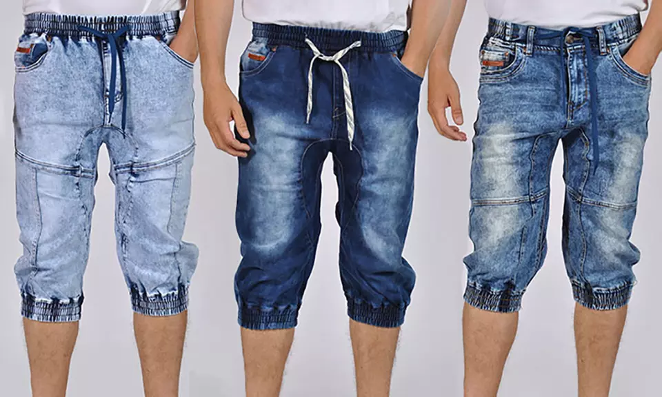 Men's Denim Jogger Shorts - Primary Image