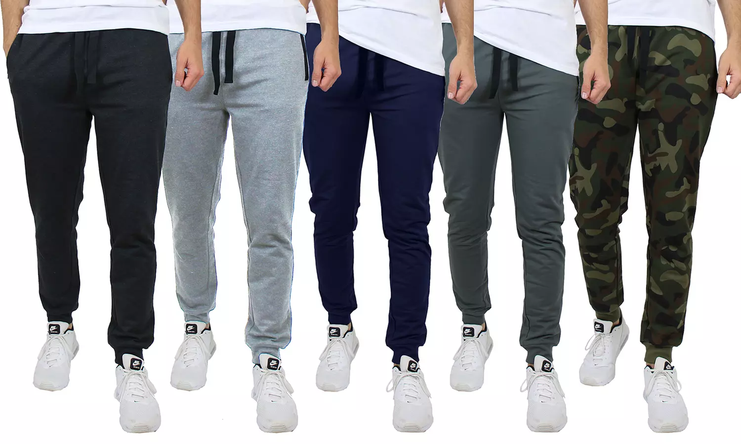 Men’s Slim-Fit French Terry or Fleece Jogger Sweatpants With Zipper Pockets (S-2XL)
 - Primary Image