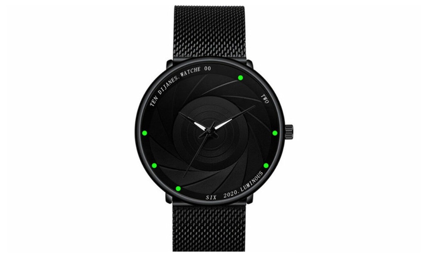 Image 2: Black Mesh Strap Quartz Watch