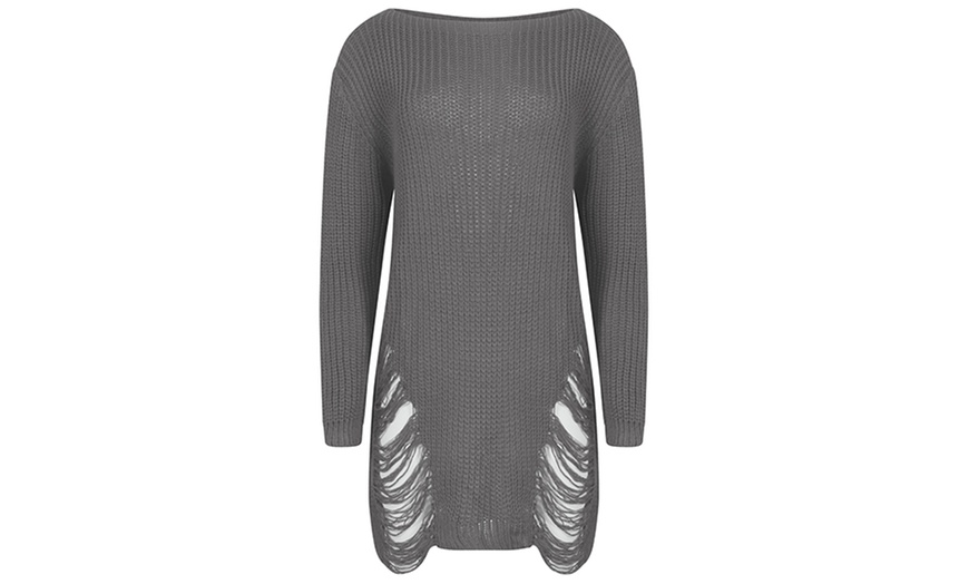 Image 2: Women's Oversized Ripped Jumper 