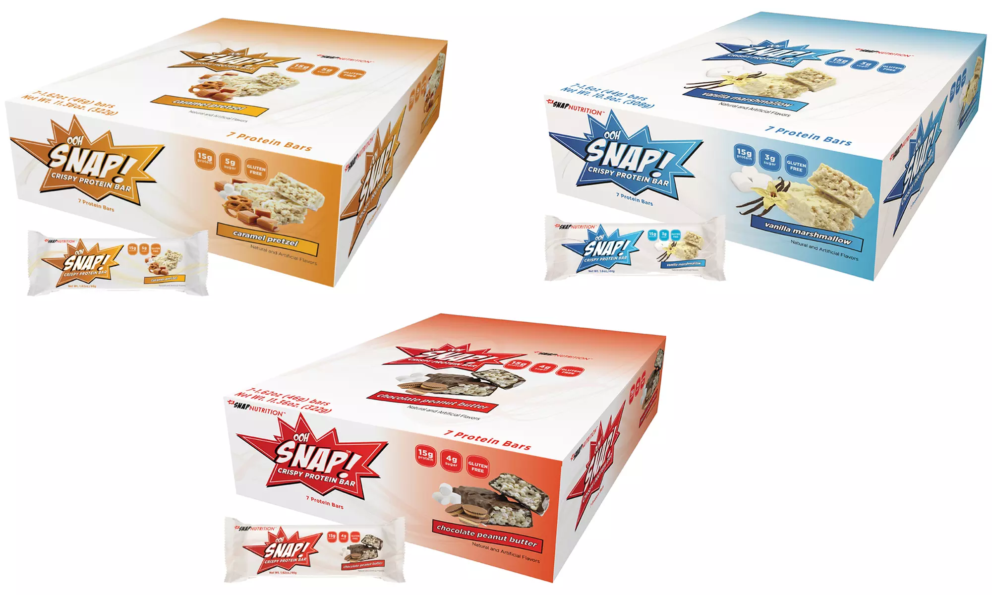 Snap Nutrition Ooh Snap! Gluten-Free Crispy Protein Bars (1- or 2-Pack) - Primary Image