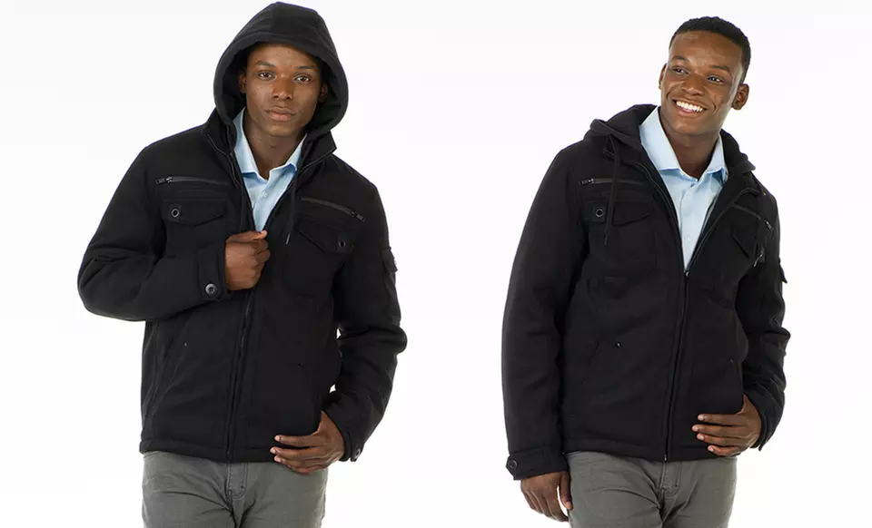 Oak & Rush Men's Hooded Wool-Blend Coat (Size M) - Primary Image