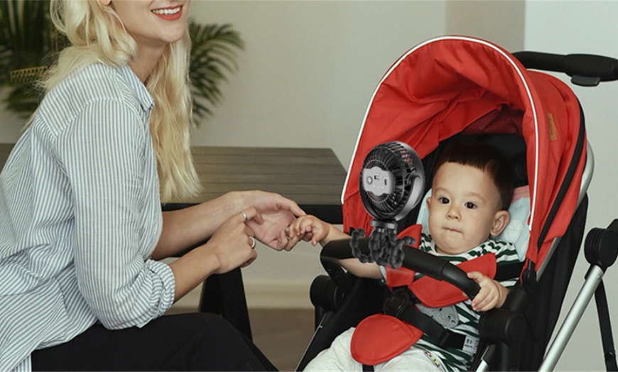 Image 1: Rechargeable Clip-On Stroller Fans