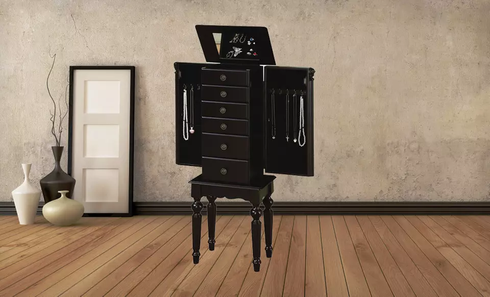 $99 for a Standing Jewelry Armoire in Deep Cherry or Ebony ($169 List Price). Free Shipping. - Primary Image