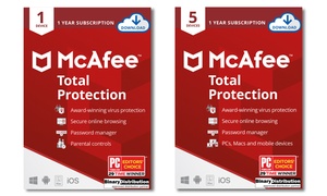 One-Year McAfee Total Protection 2022 for One or Five Devices