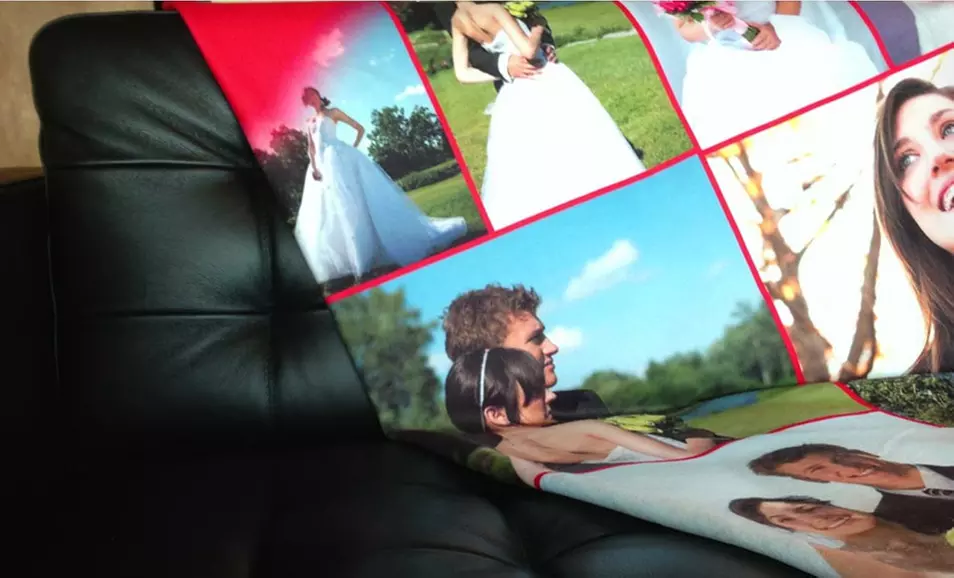 Custom 50"x60" or 60"x80" Photo Collage Blanket from Collage.com. Free Shipping. - Primary Image