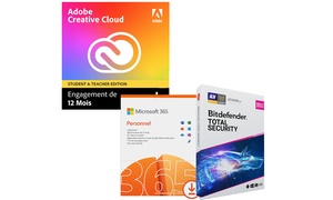 Adobe Creative Cloud All Apps, Microsoft 365 and Bitdefender