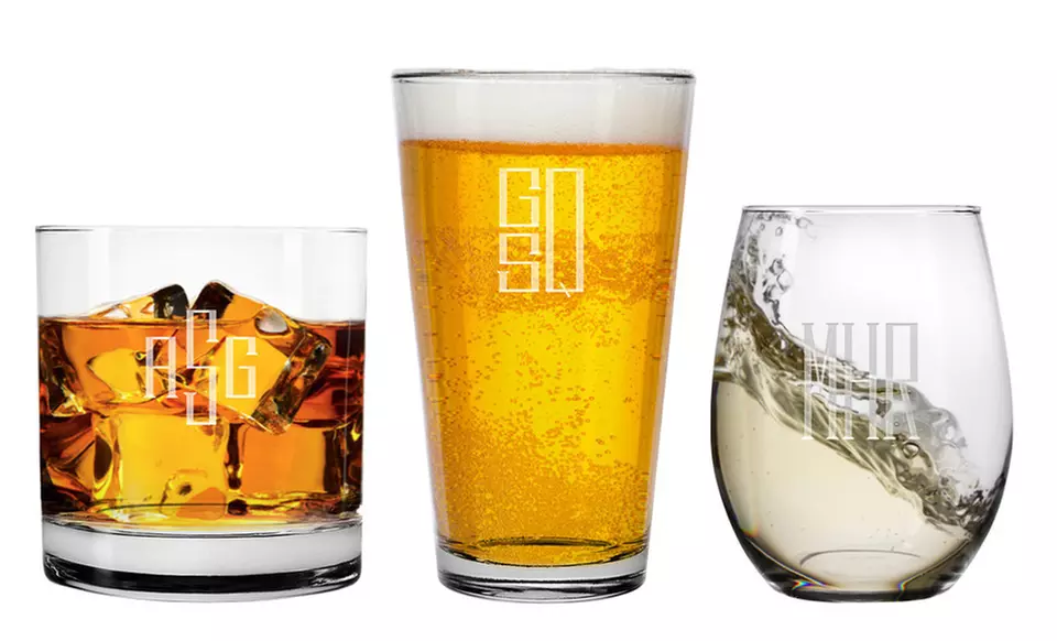Four Etched Wine, Beer, or Whiskey Glasses from Trio Barware (Up to 51% Off). Three Options Available. - Primary Image