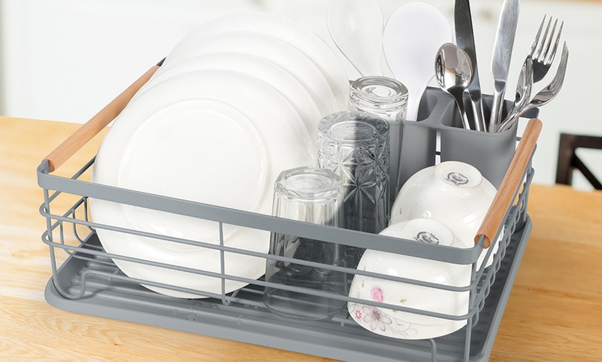 Image 6: Three-Piece Dish Drainer with Drip Tray and Cutlery Holder