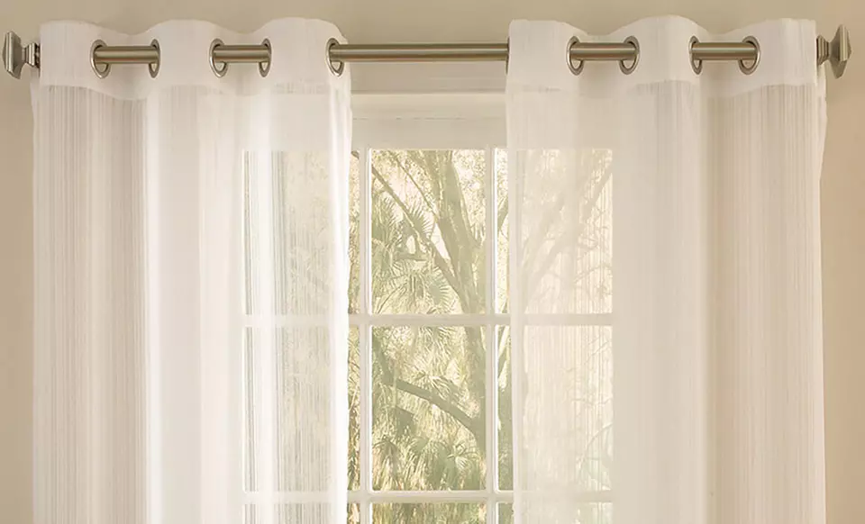 One Pair of 84" Sheer Grommet Panel Curtains. Multiple Styles Available. Free Returns. - Primary Image