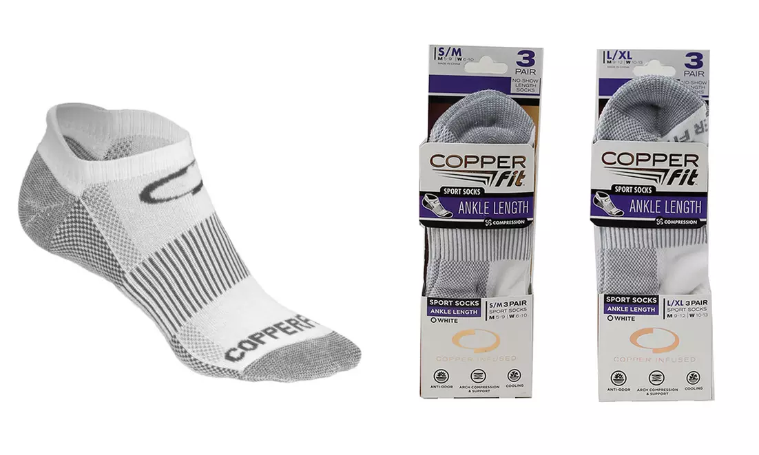 Unisex Copper Fit No-Show Compression Socks - Primary Image