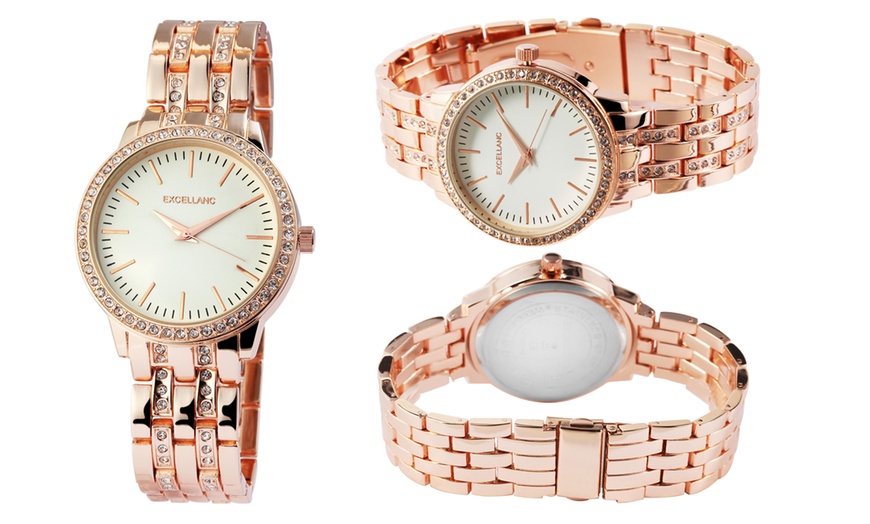 Image 7: Montres Excellanc pour femme avec bracelet métallique et strass