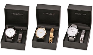 Men's Stainless Steel Watch and Prayer Bracelet or Pendant Set