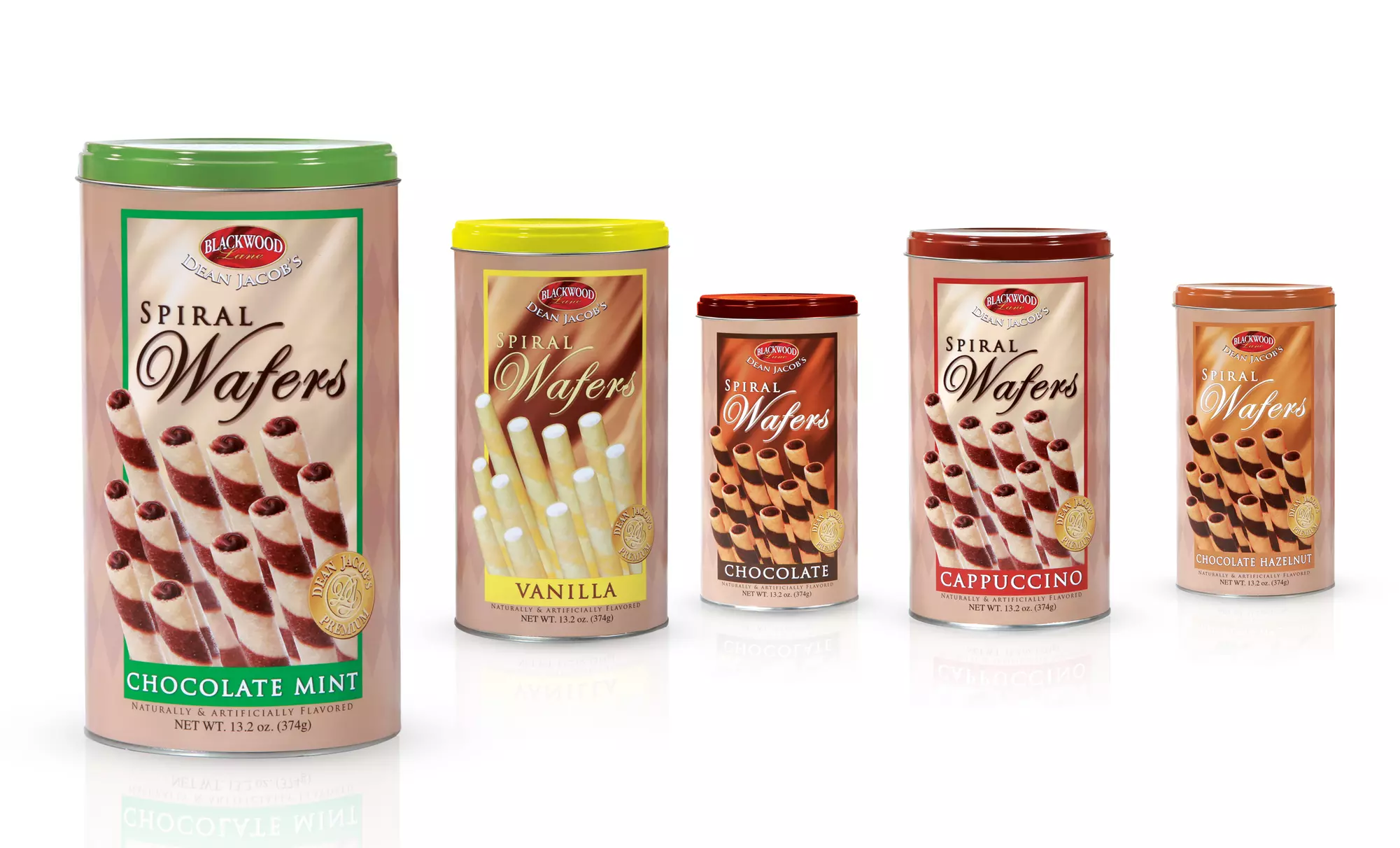 4-Pack of Dean Jacobs Spiral Wafers in Vanilla, Chocolate, Chocolate Mint, Chocolate Hazelnut, or Cappuccino - Primary Image