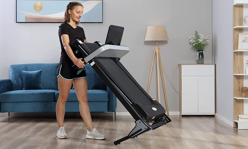 Image 7: HomCom Folding Treadmill for Home Motorised Running Machine 