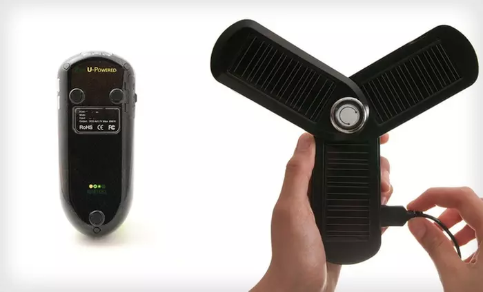 Kiwi U-Powered 2,000mAh Solar and USB Charger in Black or White. Free Returns. - Second Medium