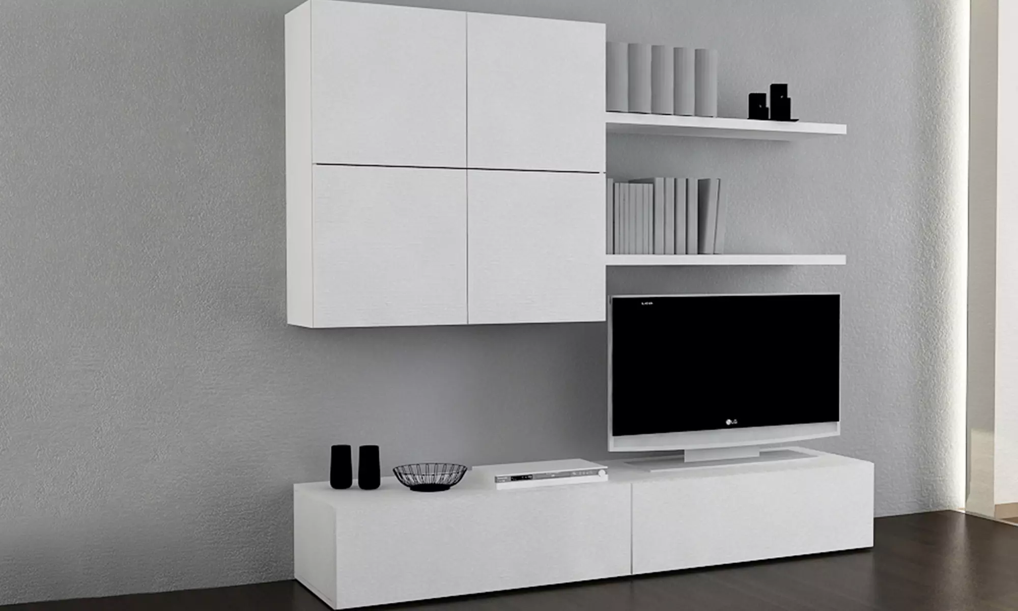 Set soggiorno con parete attrezzata e mobile TV Valera made in Italy, disponibile in 2 colori, con spedizione gratuita - Image 3