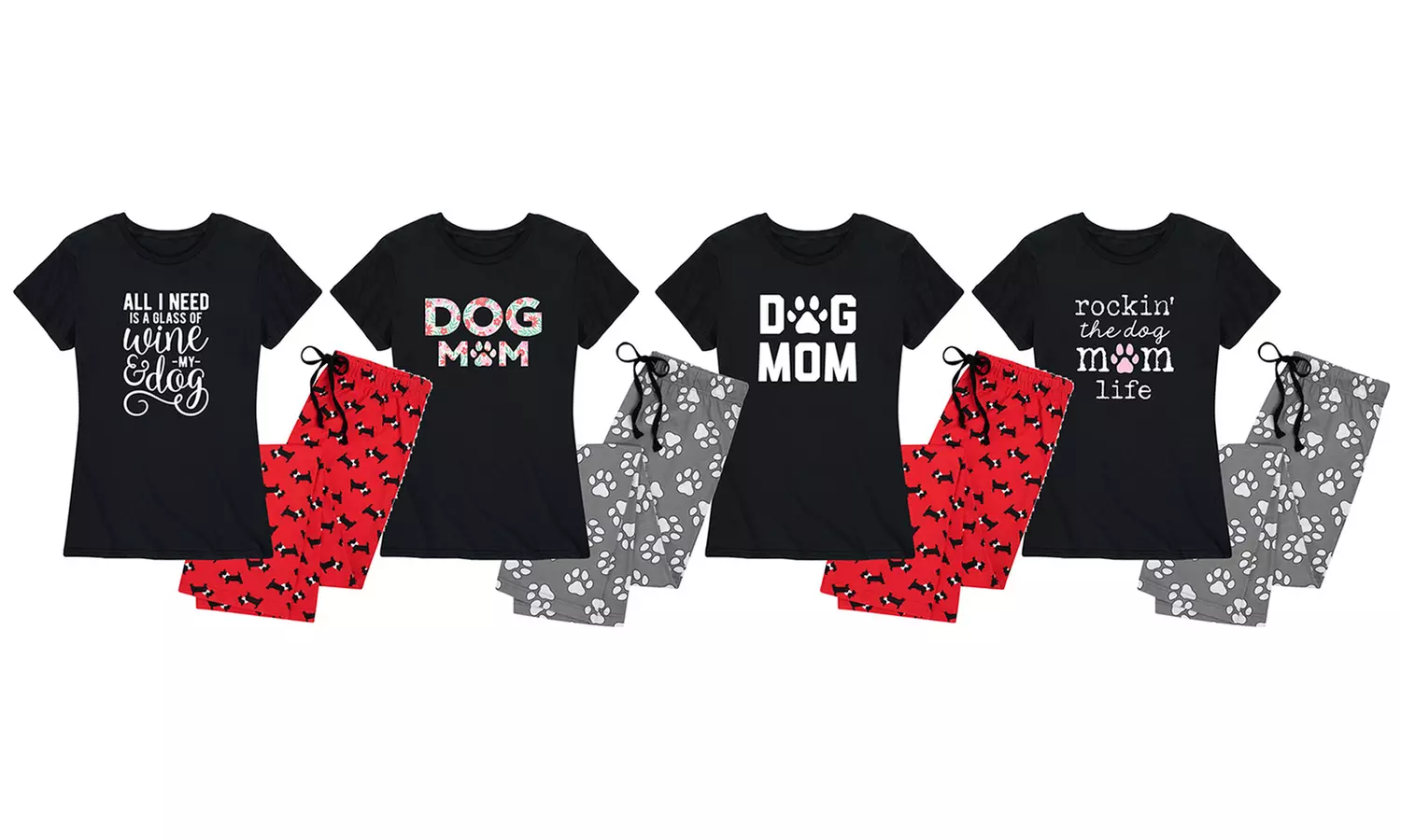 Nap Chat Dog Mom Paw Print Women's Pajama Set (2-Piece) - Primary Image