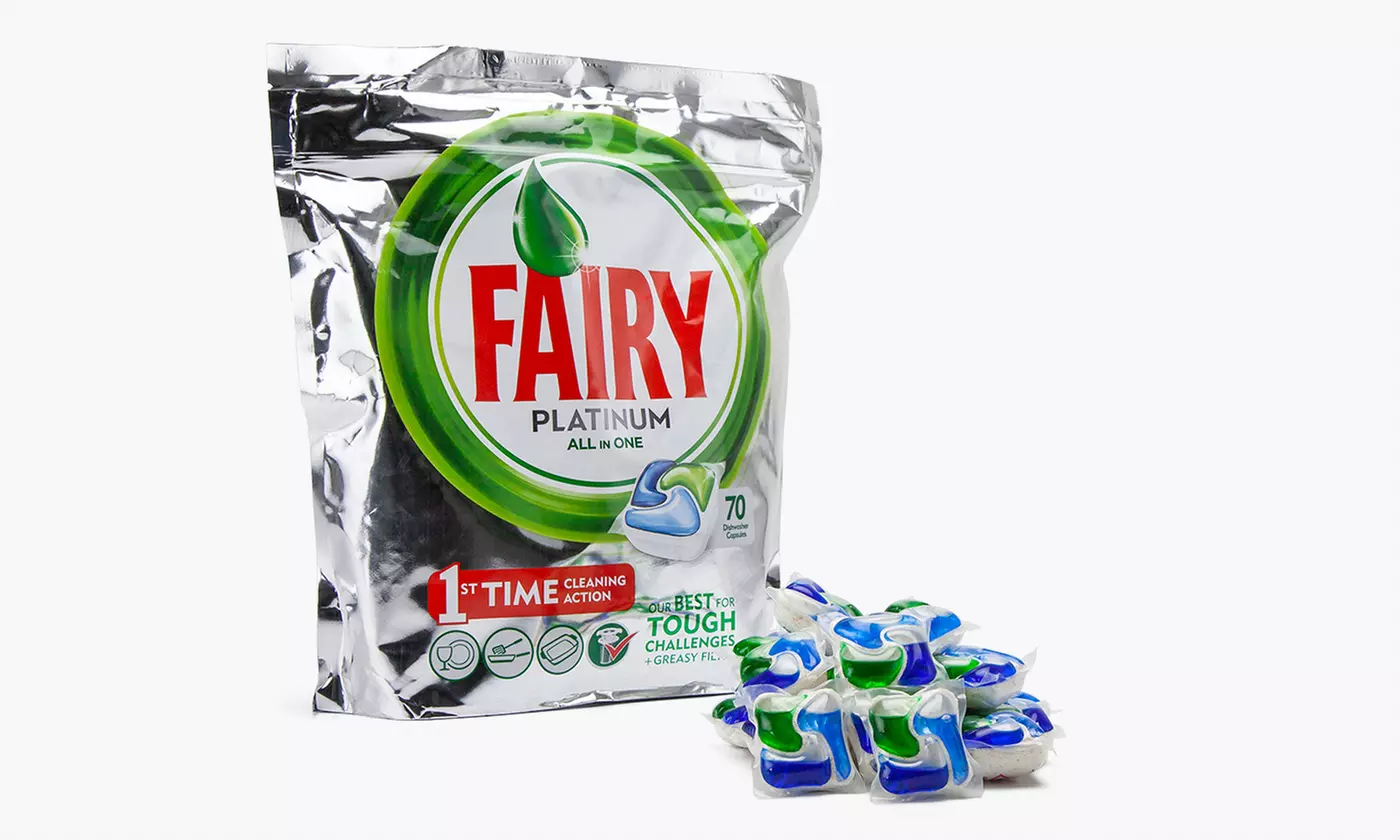 70, 210 or 420 Fairy Platinum All-in-One Dishwasher Tabs - Primary Image