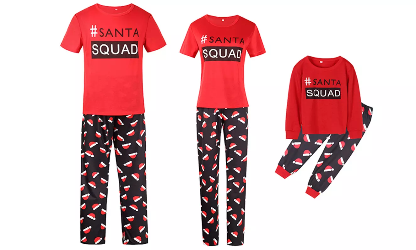 Christmas-Themed Short-Sleeved Pyjamas for Kids or Parents - Primary Image