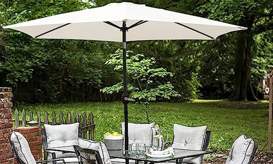 Image 6: 2.7M Garden Parasol with Hand Crank Tilt Function