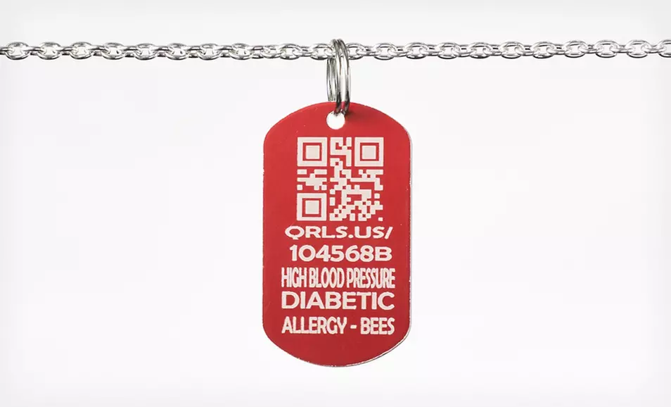 $24.99 for a Medical-Alert Tag from QR LifeScan in Black, Blue, Pink, Purple, or Red ($49.99 List Price). Free Shipping. - Second Medium
