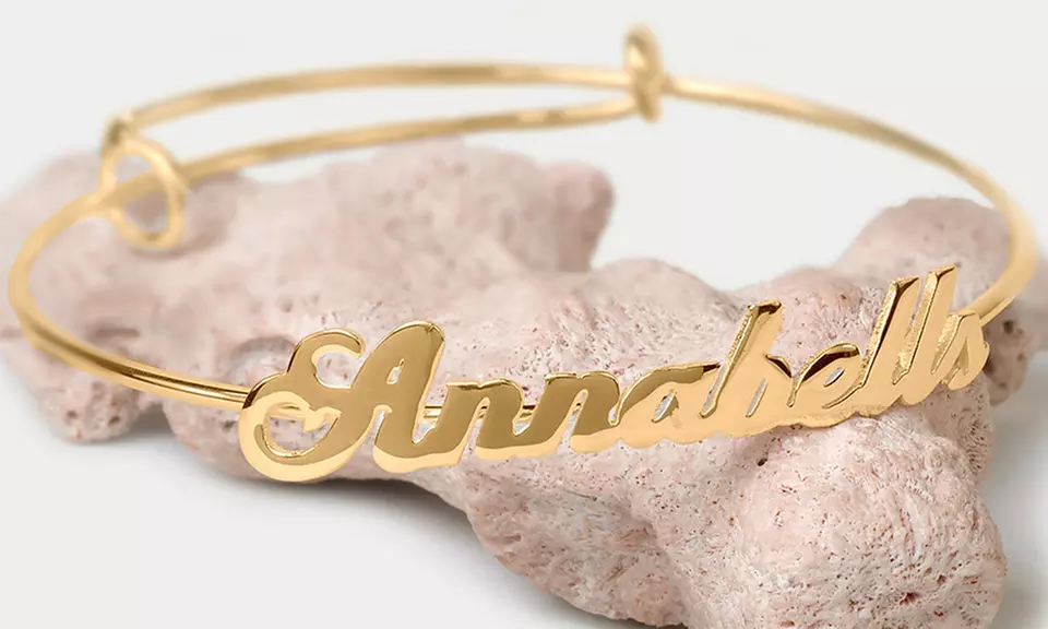 Adjustable Personalized Name Bangle - Primary Image