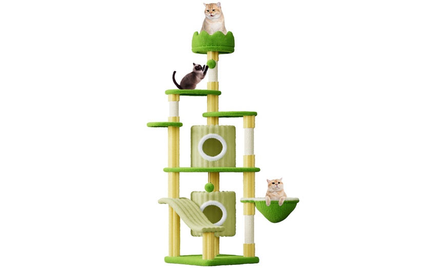 Image 17: 7-Layer 162cm Indoor Castle Cat Tree with Cat Scratching Posts