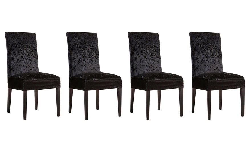 Image 16: Stretch Velvet Chair Covers