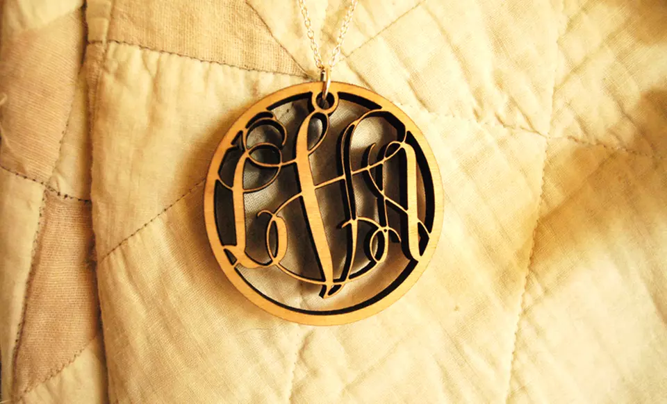 2" Wooden Monogram Necklace with 18" Silver Chain from LilyDeal.com - Second Medium