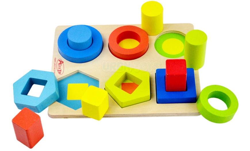 Image 2: Wooden Geometric Shape Sorter Board