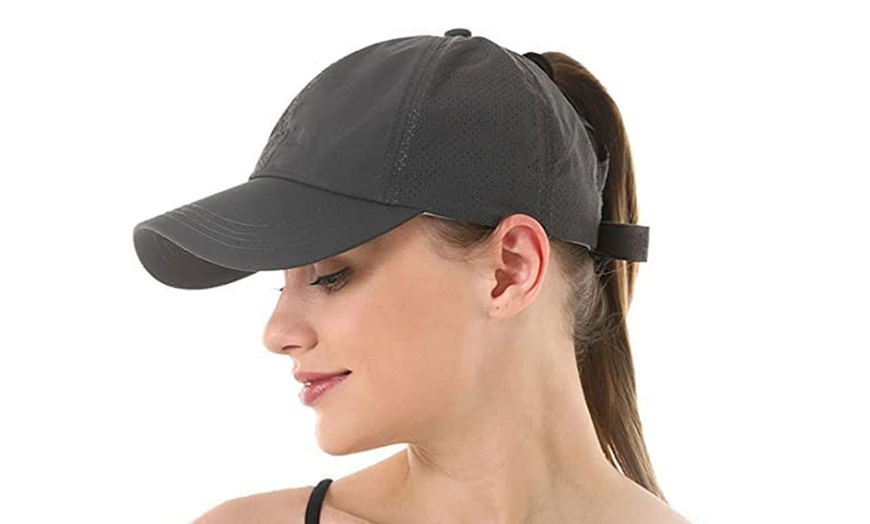 Image 3: Women's Criss-Cross Ponytail Baseball Cap