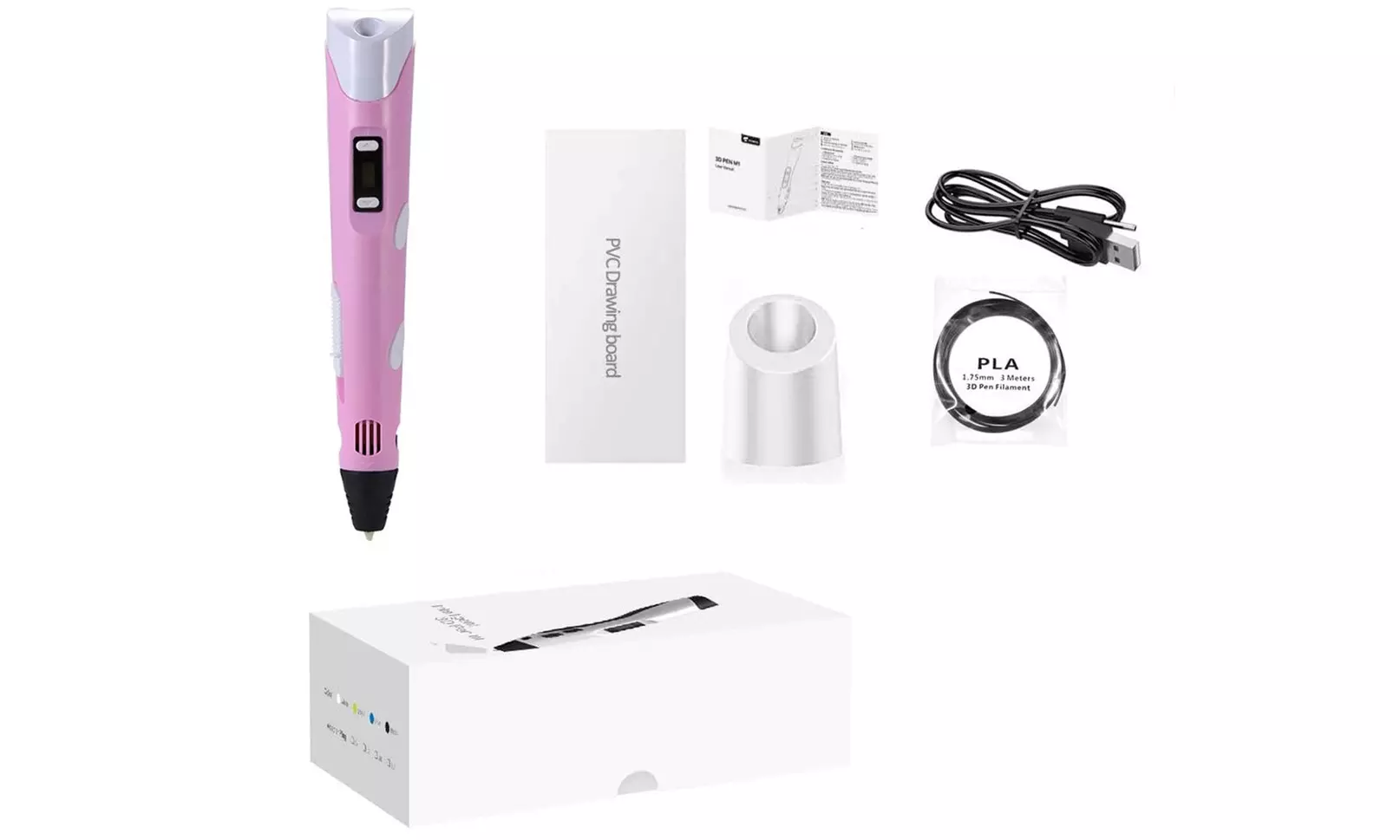 3D-Stift mit LCD-Bildschirm, opt. mit 20er-Pack PLA 3D-Filamente