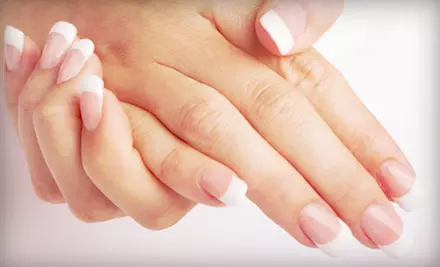 Mani-Pedi or Set of Pink-and-White Acrylics with a Gel Topcoat at Top Nails Tech (Half Off) - Primary Image