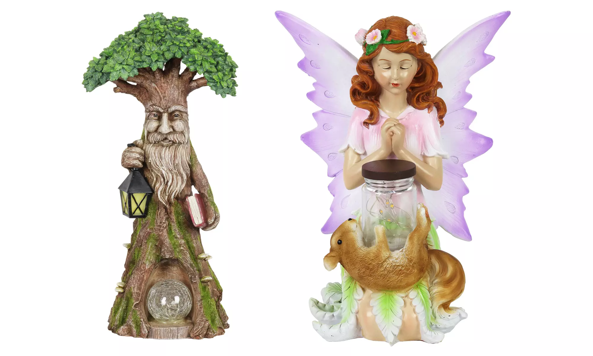 Solar LED Fairy or Tree Garden Statue with Crackle Ball - Primary Image
