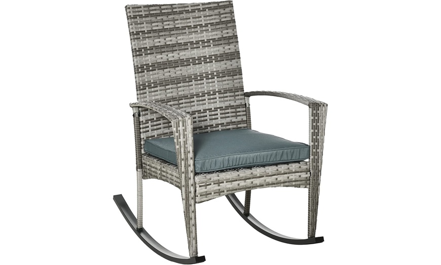 Image 11: Outsunny Rattan-Effect Rocking Chair