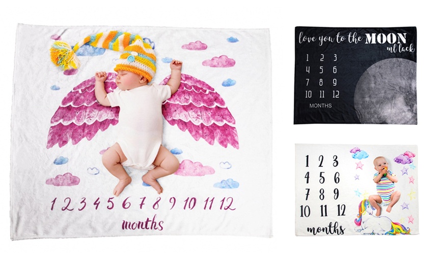 Image 1: Baby Calendar Flannel Blanket