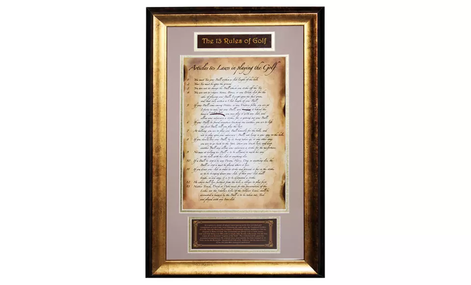 Original 13 Rules of Golf Framed Collage. Free Returns. - Primary Image
