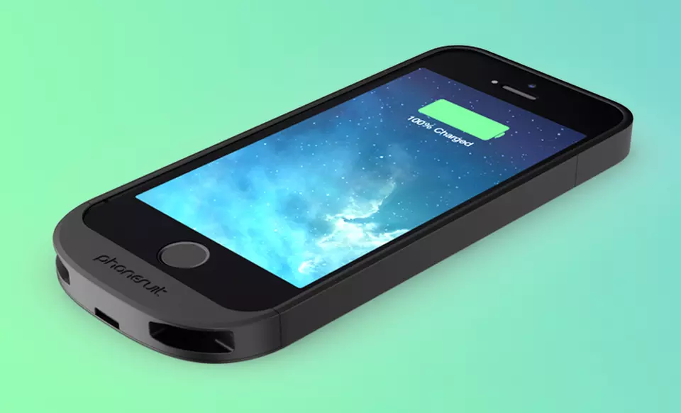 Apple Certified PhoneSuit Elite Battery Case for iPhone 5/5s in Black or Silver. Free Returns.   - Second Medium